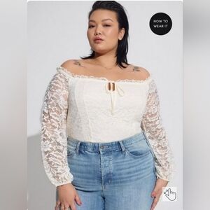 Torrid lace off shoulder corset top